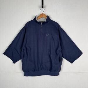 Vintage Boeing Blue Quarter Zip Oarsman Sweatshirt Men’s Large *3/4 Sleeve Cut
